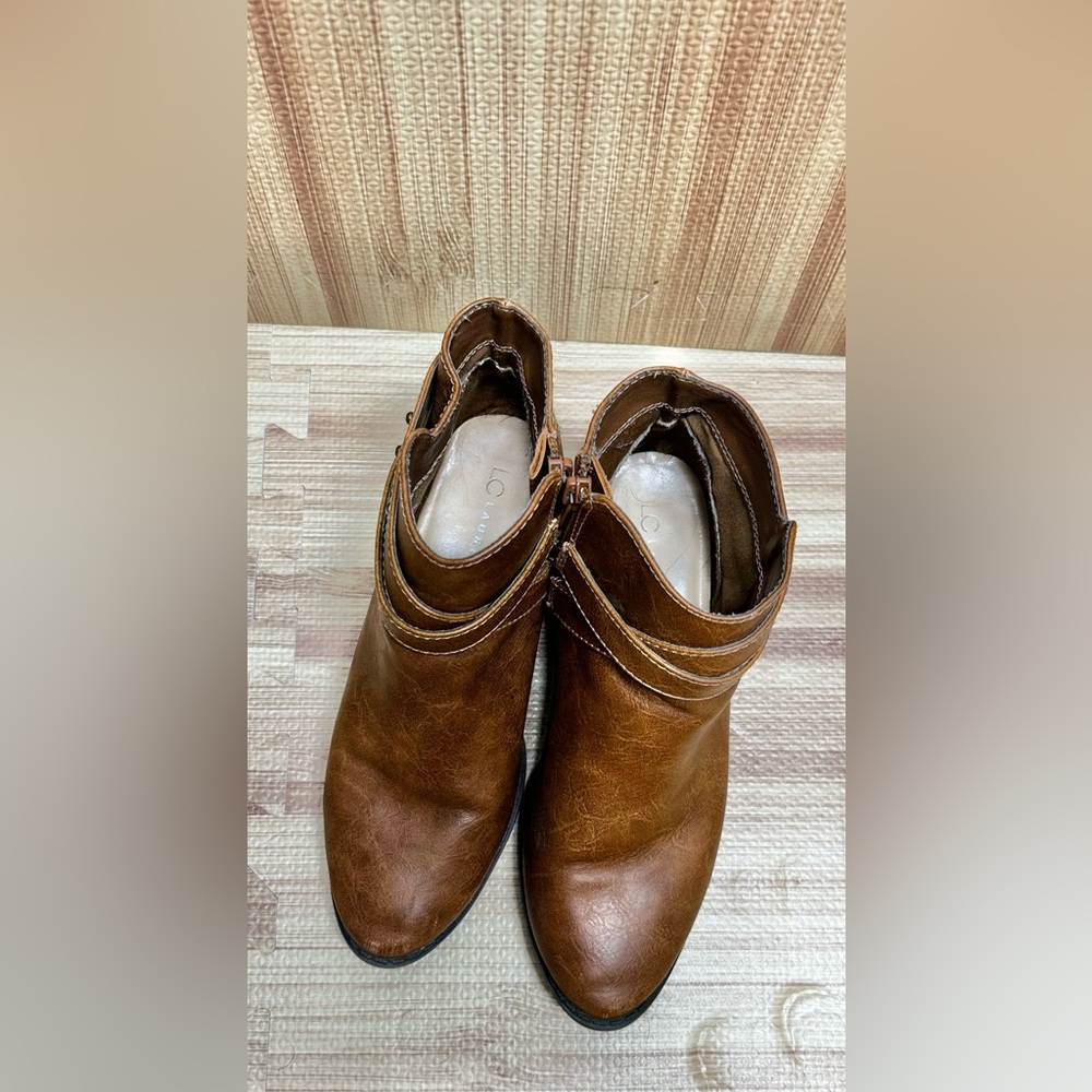 LC Lauren Conrad | Brown Faux Leather Ankle Heeled Booties | Size 6 - Picture 6 of 8